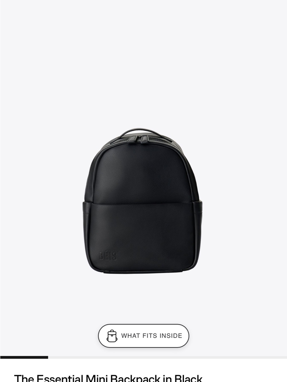 BEIS Black Mini Backpack with Front Pocket
